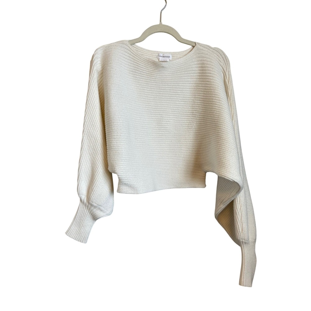 Lovers and Friends Ivory Ribbed Cropped Balloon‎ Sleeve Sweater XS